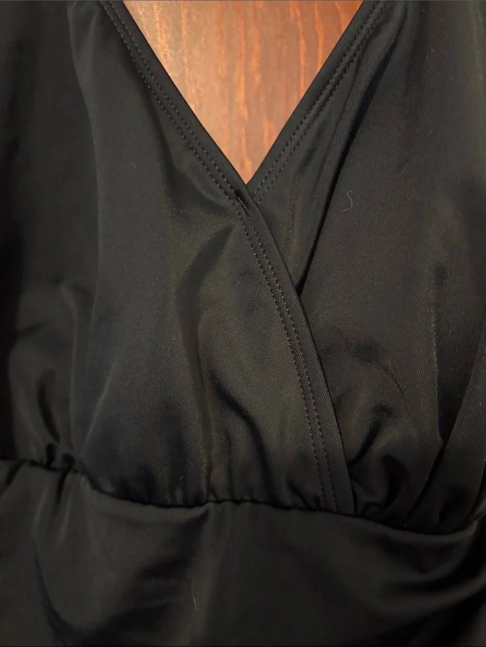 Classic Black V-Neck Women's Swim Dress